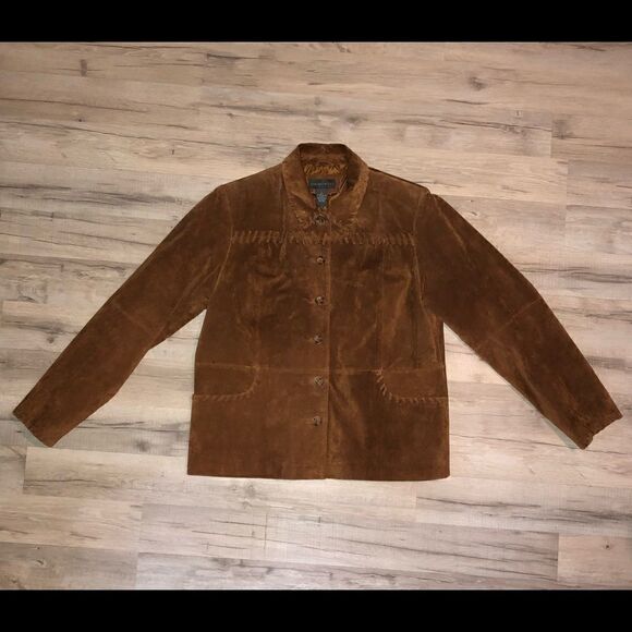 Relativity Brown Leather Jacket/ Blazer Size L - Picture 1 of 10